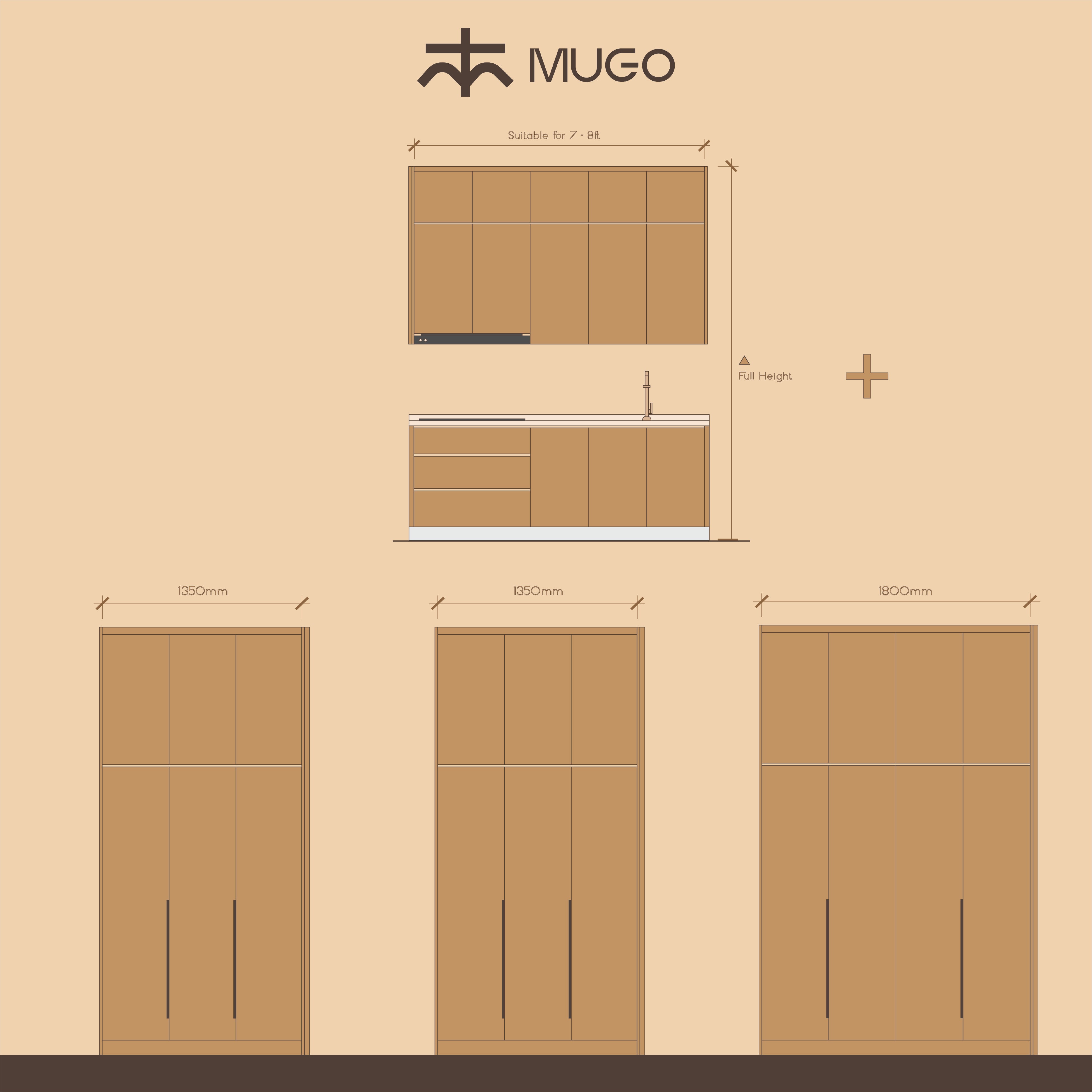 MUGO Package C | Kitchen Cabinet with 3 Wardrobes